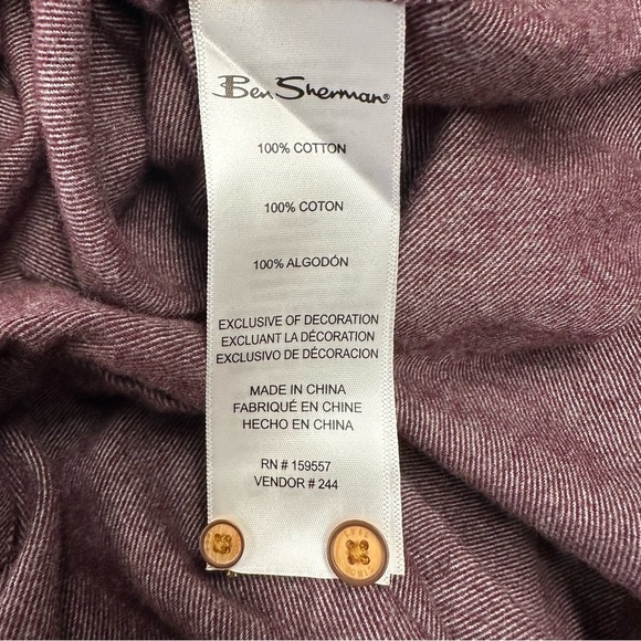 Ben Sherman Men’s maroon Twill Flannel Button Down Long Sleeve shirt Medium - Picture 10 of 11